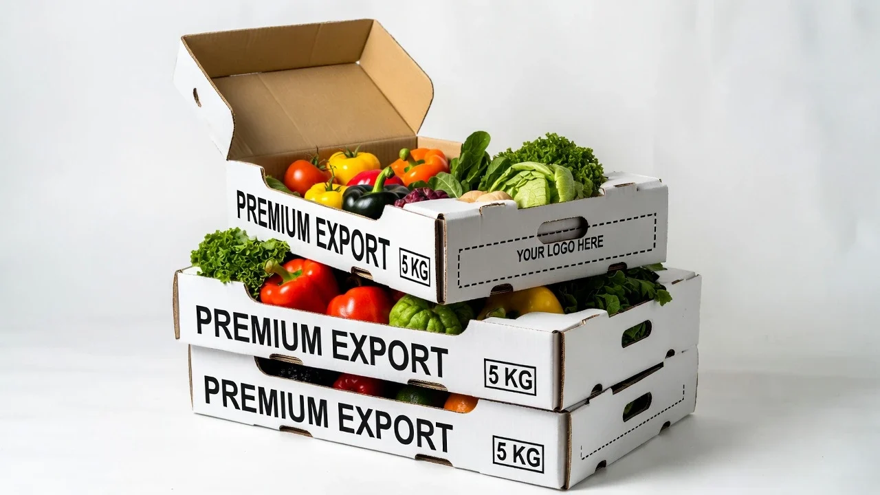 Bell Peppers 2 5kg open-top or telescopic cartons. Custom flow-pack and private label available. Packaging is PRN compliant for EU market entry.
