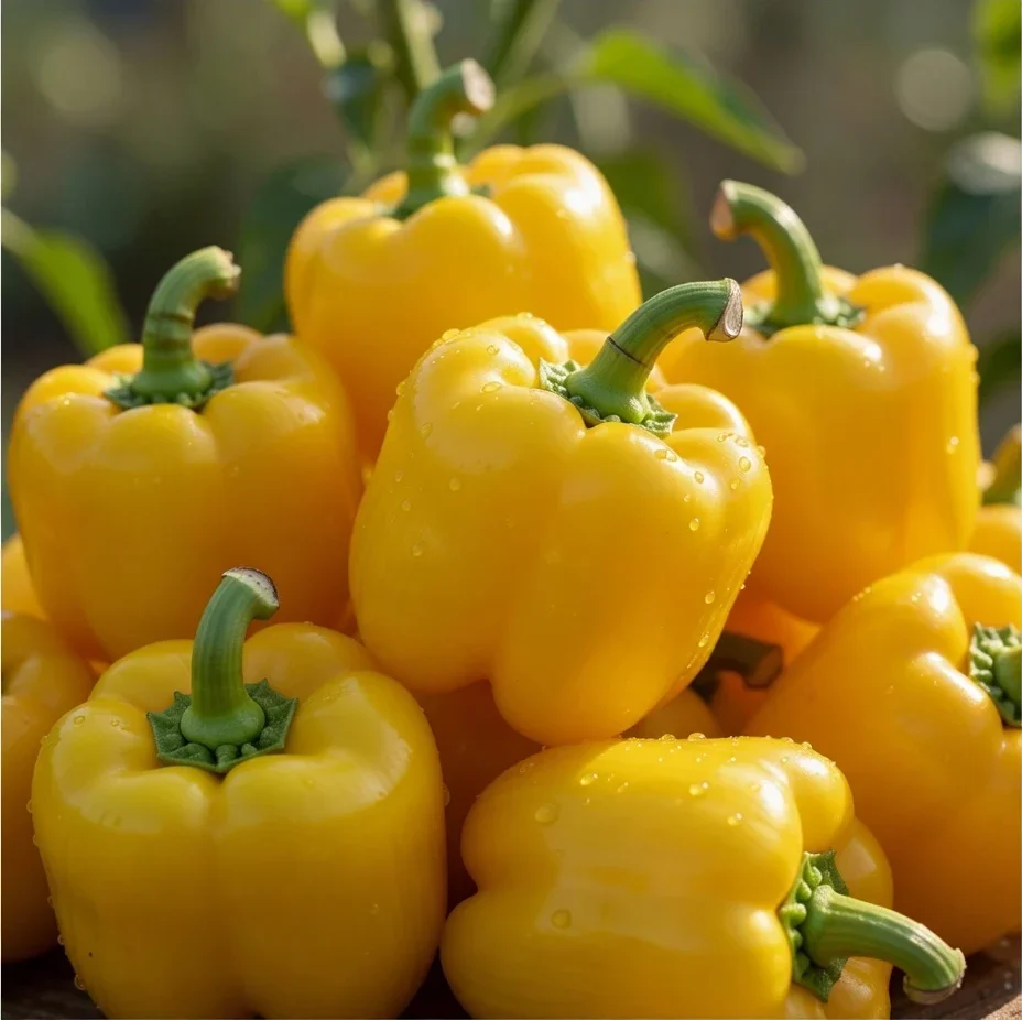 Bell Peppers 3 Premium yellow bell peppers for export from Egypt, uniform L caliber, BRC Grade AA packed.