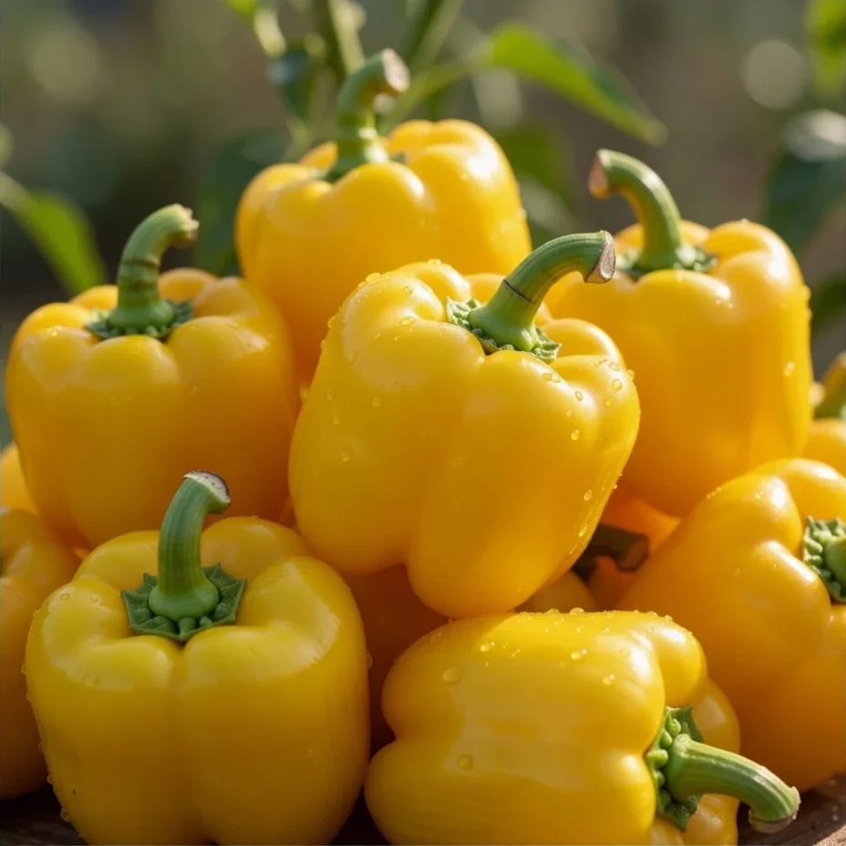 Premium yellow bell peppers for export from Egypt, uniform L caliber, BRC Grade AA packed.
