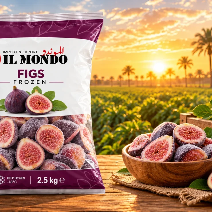 IL MONDO frozen figs pouch with produce on a wooden table
